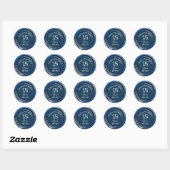 Rond 15e Sticker Mariage de cire bleue (Feuille)
