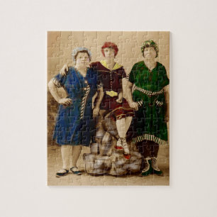 rond 1910 Atlantic City zwemmen schoonheden RPPC Legpuzzel