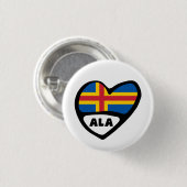 Rond 2,50 Cm Åland Islands Country Code Flag Heart Pin Badge (Devant & derrière)