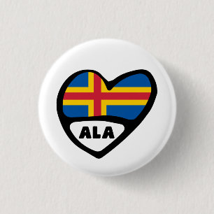 Rond 2,50 Cm Åland Islands Country Code Flag Heart Pin Badge