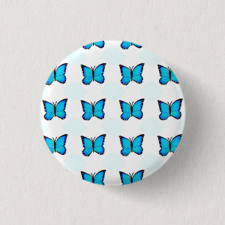 Rond 2,50 Cm Badge Bleu Papillon