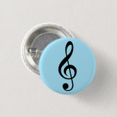 Rond 2,50 Cm Badge Blue Music Clef (Devant & derrière)