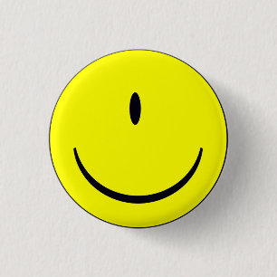 Rond 2,50 Cm Badge Bouton Drôle Visage Avec Un Oeil
