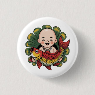 Rond 2,50 Cm Badge | Chloe Baby - Joli garçon avec Lucky Koi