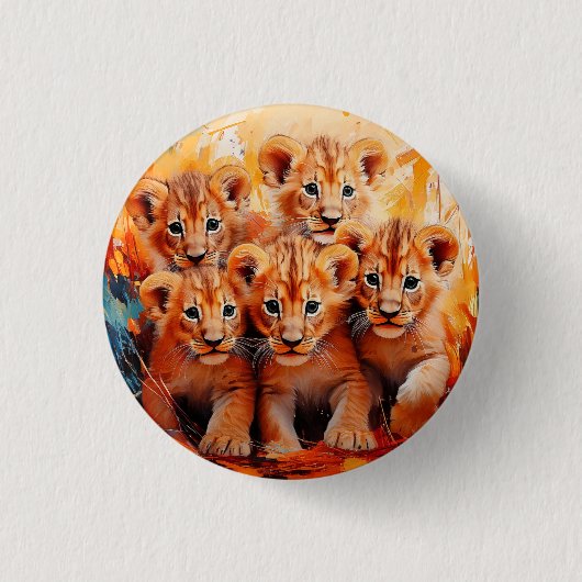 Rond 2,50 Cm Badge - Cinq Lions Cubs (Devant)