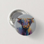 Rond 2,50 Cm Badge de Coo de Highland - Bouton de Vache de High (Devant & derrière)