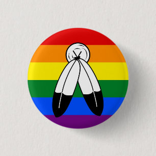 Rond 2,50 Cm Badge de drapeau de la gay pride de deux esprits
