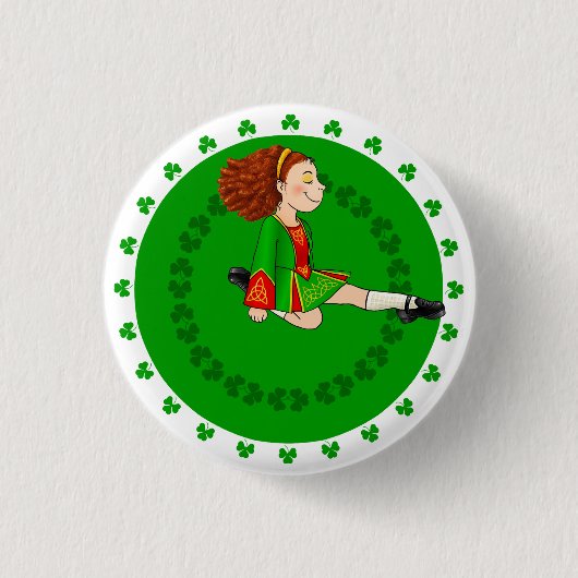Rond 2,50 Cm Badge de fille de danse irlandaise (Devant)