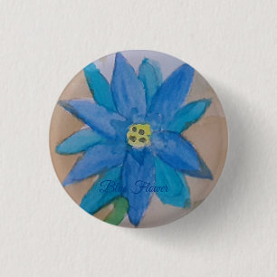 Rond 2,50 Cm Badge de fleurs bleues