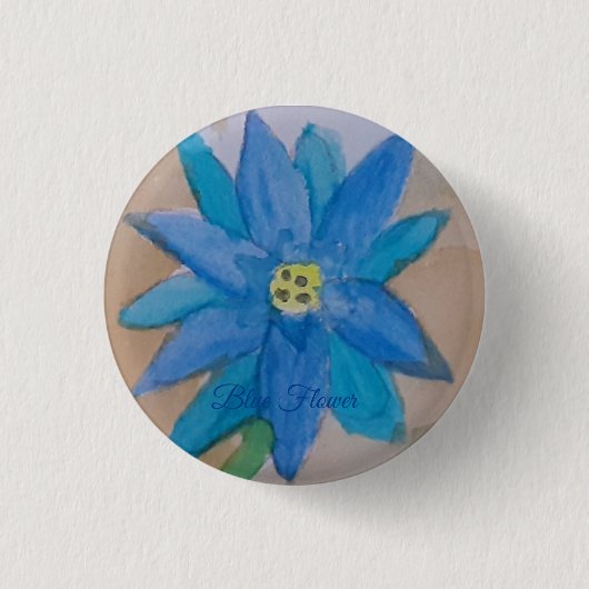 Rond 2,50 Cm Badge de fleurs bleues (Devant)