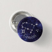 Rond 2,50 Cm Badge Gemini, Badge Zodiac Horoscope (Devant & derrière)