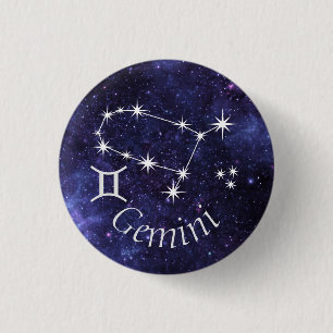 Rond 2,50 Cm Badge Gemini, Badge Zodiac Horoscope