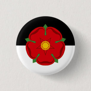 Rond 2,50 Cm Badge Lancashire - Rose en noir et blanc