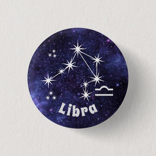 Rond 2,50 Cm Badge Libra, Badge Horoscope Zodiac (Devant)