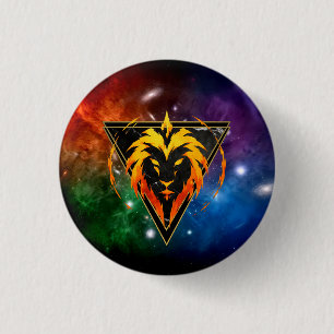 Rond 2,50 Cm Badge Lion Zodiaque Cadeau Astrologie