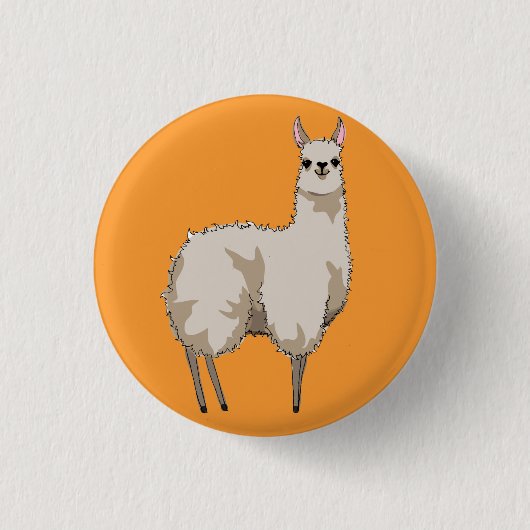 Rond 2,50 Cm Badge Llama Orange (Devant)