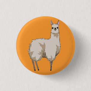 Rond 2,50 Cm Badge Llama Orange