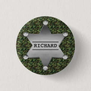 Rond 2,50 Cm Badge nominatif vert de shérif de motif de