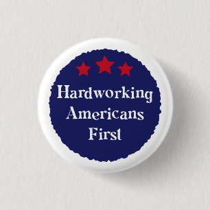 Rond 2,50 Cm Badge patriotique d'abord pour les Américains trav