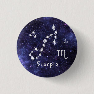 Rond 2,50 Cm Badge Scorpio, Badge Zodiac Horoscope