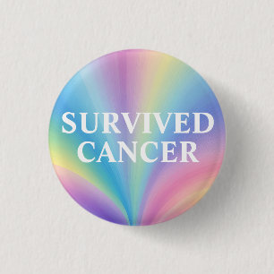 Rond 2,50 Cm Bouton du cancer survivant - Pastel Rainbow Badge
