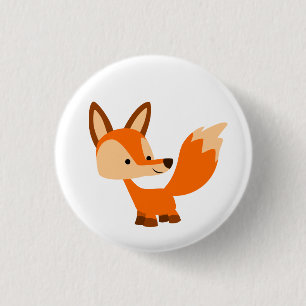 Rond 2,50 Cm Bouton Fox de dessin sympa Badge