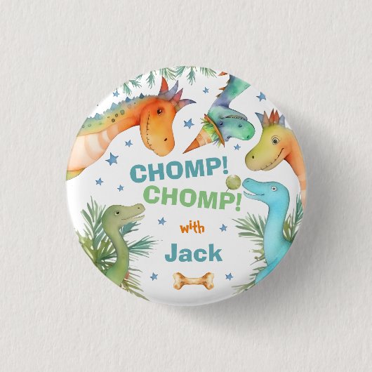 Rond 2,50 Cm CHOMP personnalisé ! CHOMP ! Badge Dinosaur (Devant)