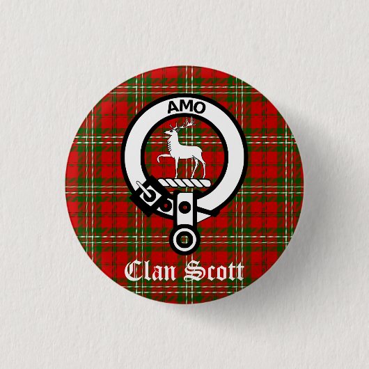 Rond 2,50 Cm Clan Scott Crest Badge et Tartan (Devant)
