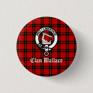 Rond 2,50 Cm Clan Wallace Crest Badge et Tartan