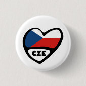 Rond 2,50 Cm Czech Republic Country Code Flag Heart Pin Badge (Devant)