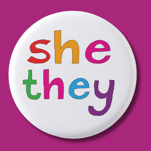 Rond 2,50 Cm Elle Ils préféraient pronoms pin badge