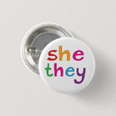 Rond 2,50 Cm Elle Ils préféraient pronoms pin badge (Devant & derrière)