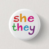 Rond 2,50 Cm Elle Ils préféraient pronoms pin badge (Devant)