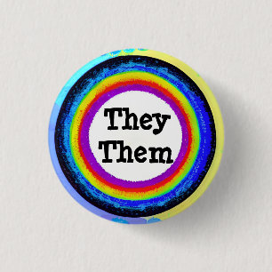 Rond 2,50 Cm Eux / Eux Personnalisable Badge Pronoun