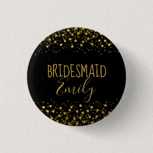 Rond 2,50 Cm Gold Foil Confetti Bridesmaid Nom Badge ID455