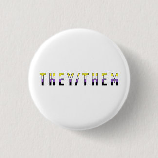 Rond 2,50 Cm Ils/Eux Non Binary Pride Drapeau Pronouns Badge