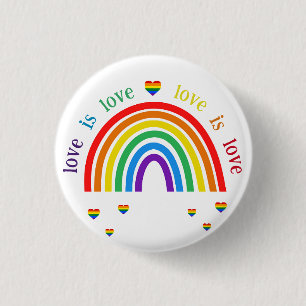 Rond 2,50 Cm LGBT Round Badge - Rainbow Hearts L'amour est amou