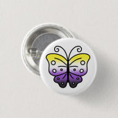 Rond 2,50 Cm Nonbinary Pride Butterfly Pin Badge (Devant & derrière)