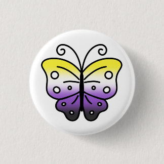 Rond 2,50 Cm Nonbinary Pride Butterfly Pin Badge