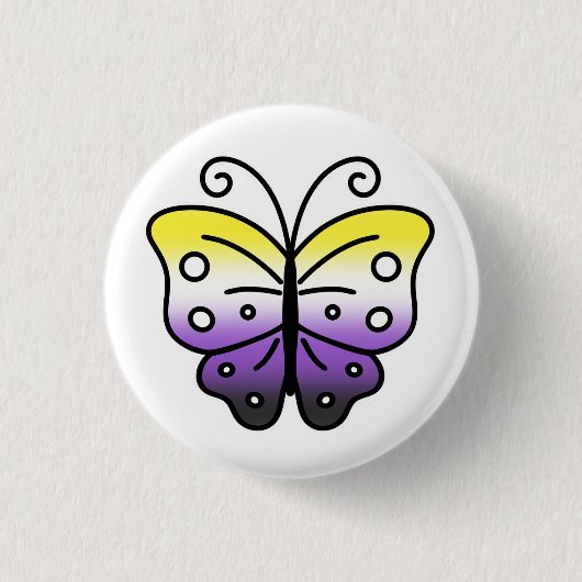 Rond 2,50 Cm Nonbinary Pride Butterfly Pin Badge (Devant)