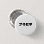 Rond 2,50 Cm Poète badge noir sur blanc (Devant & derrière)