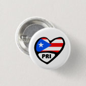 Rond 2,50 Cm Porto Rico Country Code Indicateur Coeur Pin Badge (Devant & derrière)