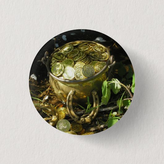 Rond 2,50 Cm Pot d'or de Leprechaun ! Badge (Devant)