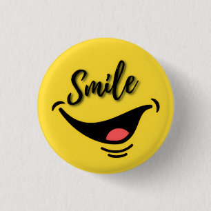 Rond 2,50 Cm Sourire 😊   Badge Jaune Joyeux   Vibrations Posit