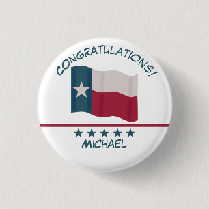 Rond 2,50 Cm Texas Lone Star Drapeau Nom Félicitations Badge