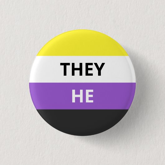Rond 2,50 Cm They/He Pronouns Non-Binary Flag Badge (Devant)
