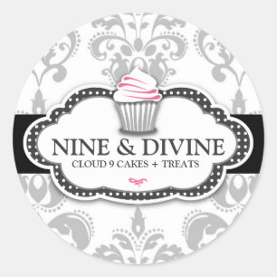 Rond 311 Sticker Cupcake blanc gris divin
