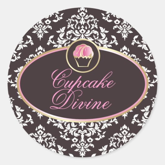 Rond 311 Sticker Cupcake Divine Solid Damask (Devant)