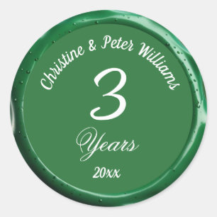 Rond 3e Sticker Mariage en cuir vert cire Sage