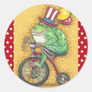 Rond 4 juillet AMERICANA FROG STICKER Round, feuille